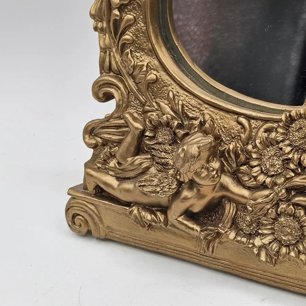 Ornate Gold Cherub Mirror Baroque Resin Frame